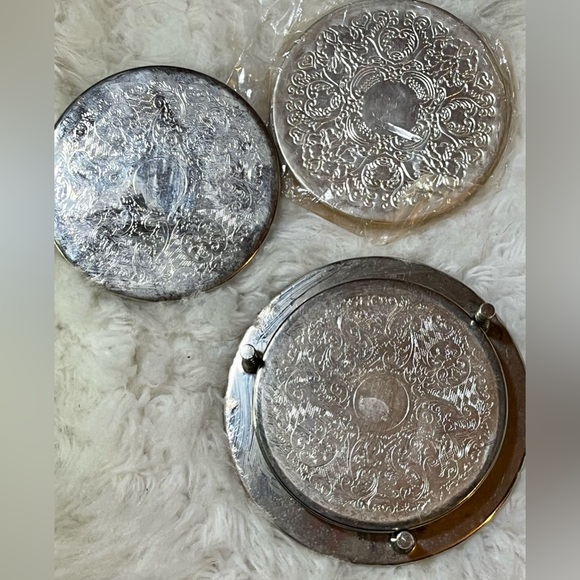 New in package silver plated coaster set for coffee table dining area drink cold - Picture 9 of 11